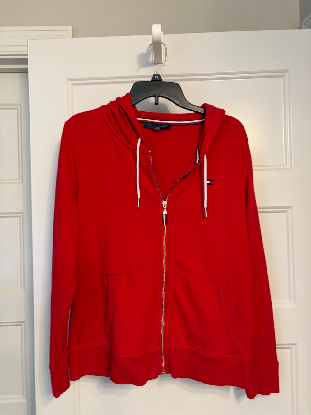 Tommy Hilfiger Red Full-Zip Hoodie with Drawstring
